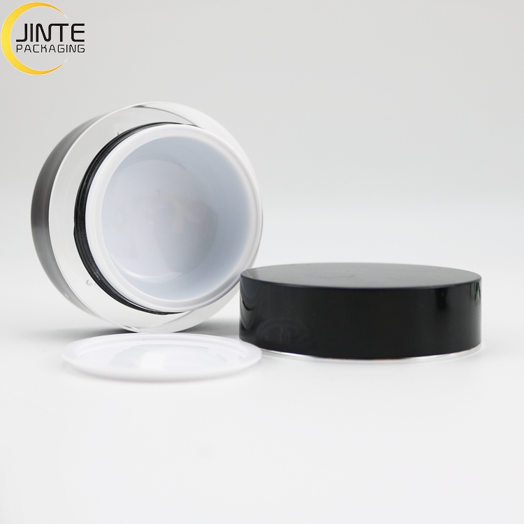 50ml Acrylic Custom Black Round Container with Cap Cosmetic Cream Jar 1 oz Jar for Skin Care