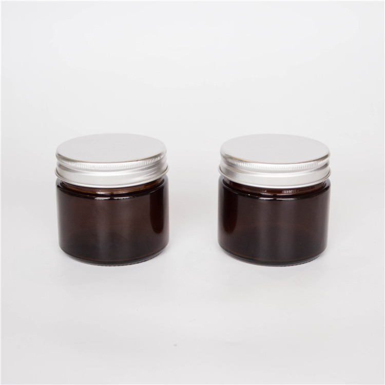 50ml Amber Glass Bottle With Sliver Screw Lid For Skincare Cream