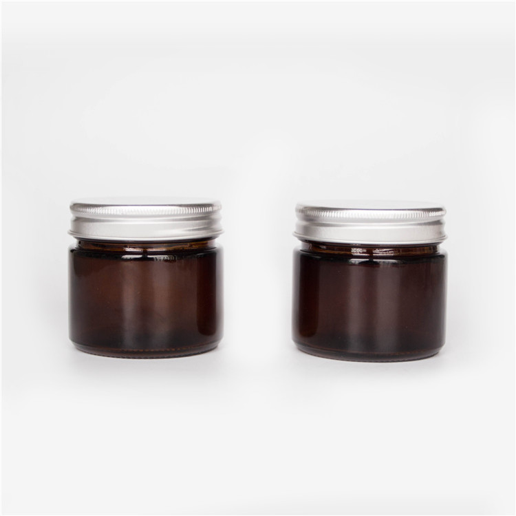 50ml Amber Glass Bottle With Sliver Screw Lid For Skincare Cream