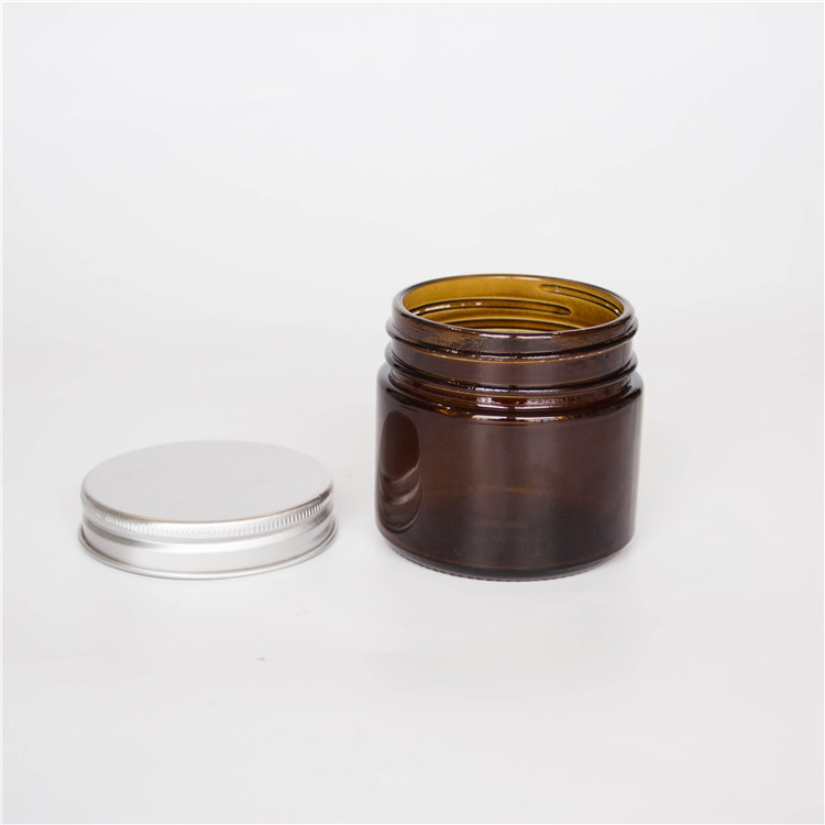 50ml Amber Glass Bottle With Sliver Screw Lid For Skincare Cream