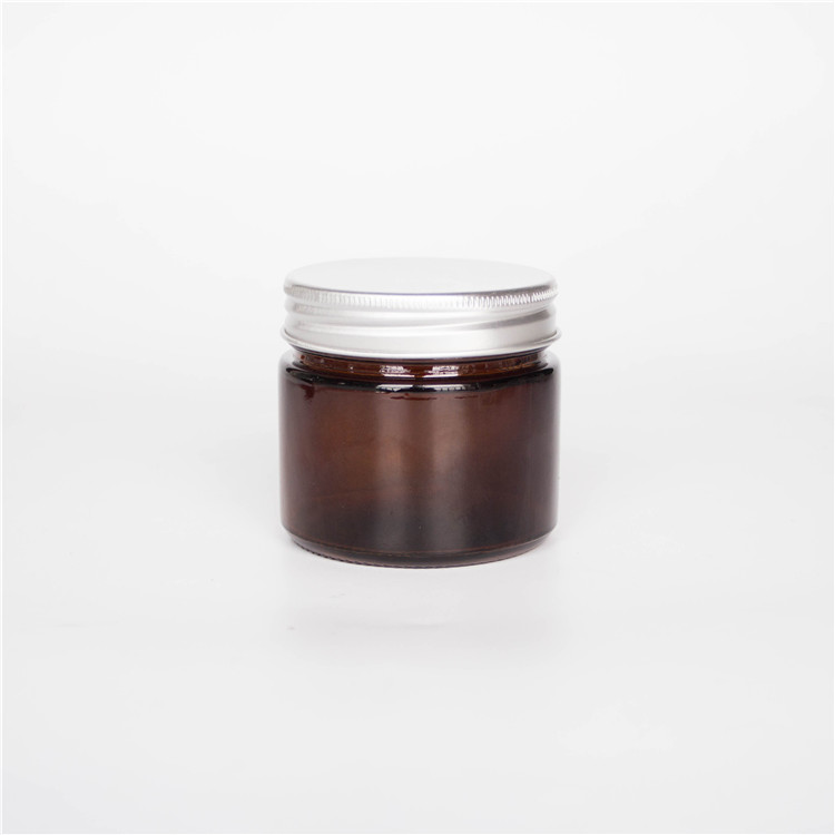 50ml Amber Glass Bottle With Sliver Screw Lid For Skincare Cream