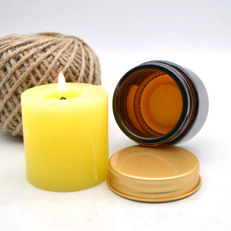50ml Amber Glass Jars with Metal Lids for Candle Aromatherapy and Essential Oils