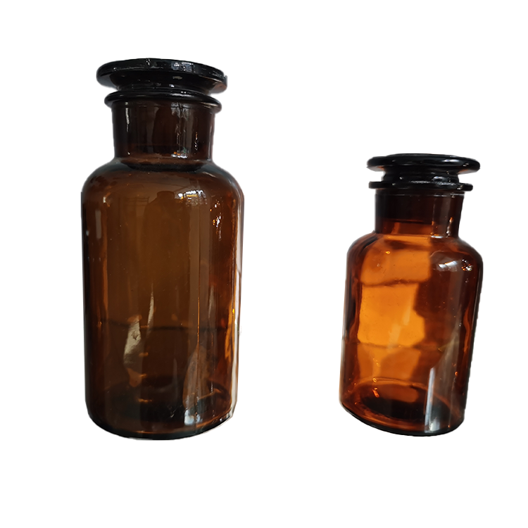 50ml Amber reagent glass bottle with level markChemical Resistance Laboratory glassware round bottom with blue cap