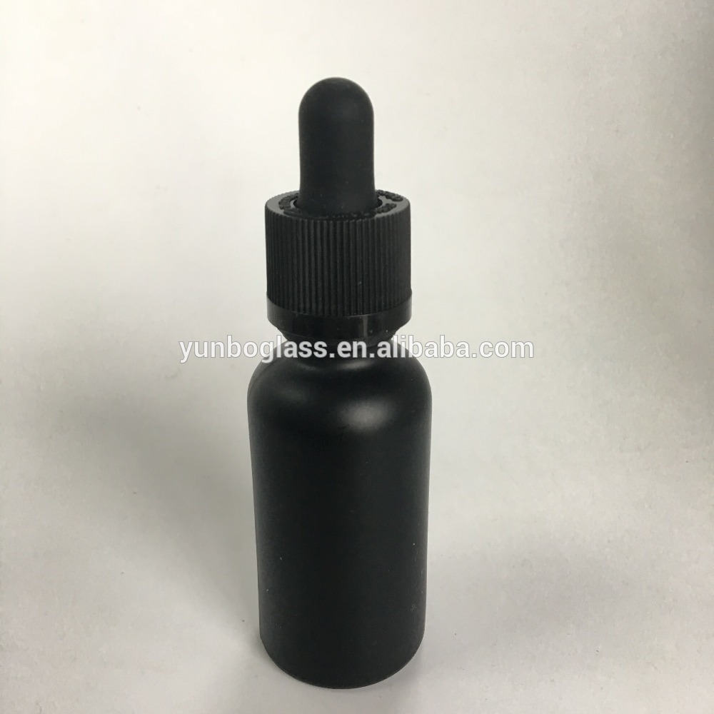 50ml Black Frosted Essential Oils Glass Dropper Bottles with Black Temper Evident Pipette Cap