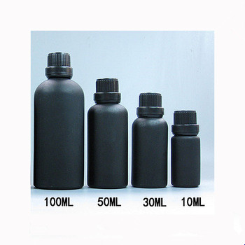 50ml Black Frosted Essential Oils Glass Dropper Bottles with Black Temper Evident Pipette Cap