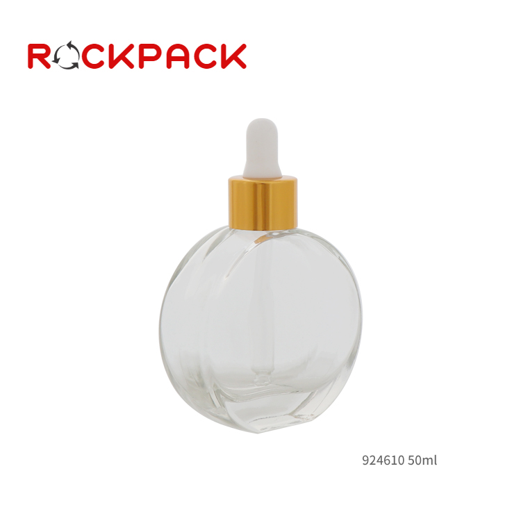 50ml Black matt frosted flat shoulder round glass dropper bottle for essential oil in stock