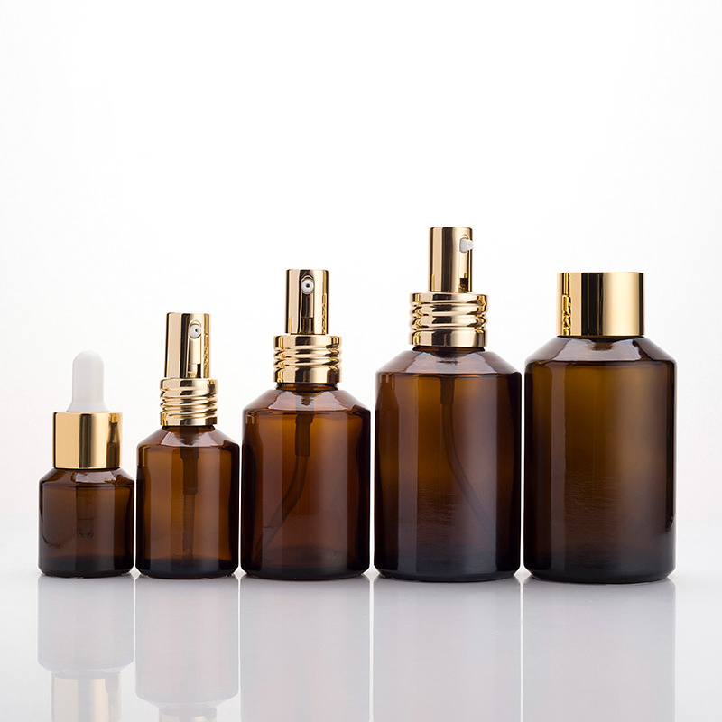 50ml Brown safforn empty cylinder shape spray pump 50 ml gradient cylindrical thick perfume glass bottle