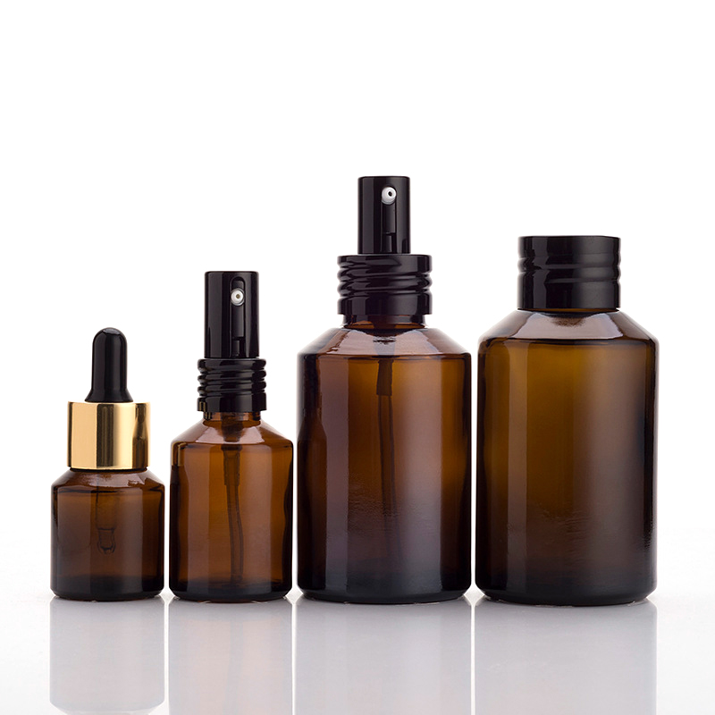 50ml Brown safforn empty cylinder shape spray pump 50 ml gradient cylindrical thick perfume glass bottle