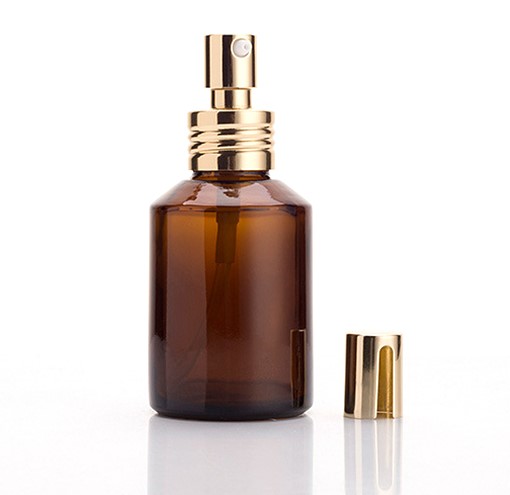 50ml Brown safforn empty cylinder shape spray pump 50 ml gradient cylindrical thick perfume glass bottle