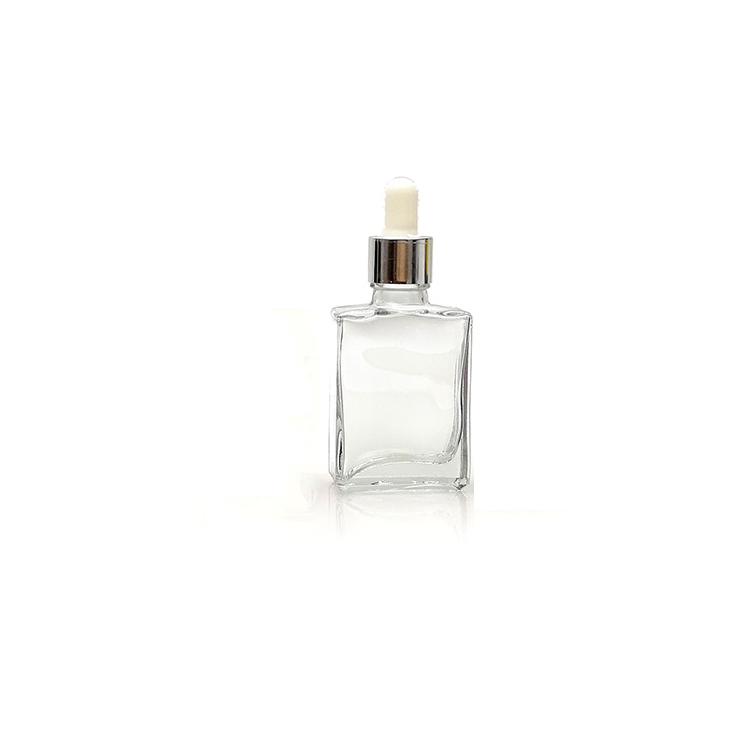 50ml Clear Amber Flat Square Rectangle Essential Oil Unique Glass Bottle Cosmetic