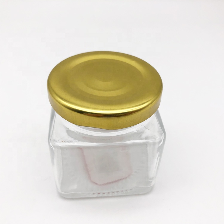 50ml Clear Square Jam Honey Container Glass Jar With Twist Off Lid