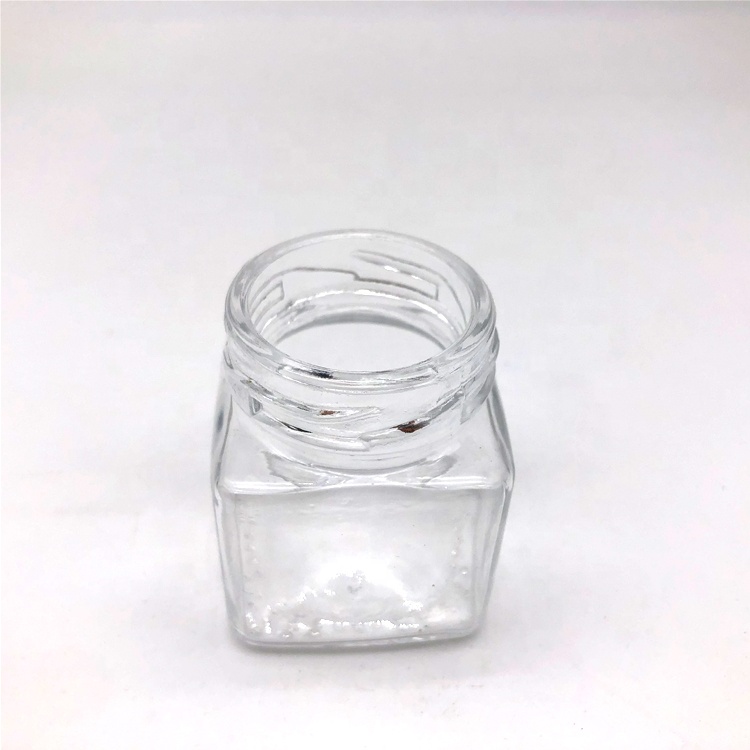50ml Clear Square Jam Honey Container Glass Jar With Twist Off Lid