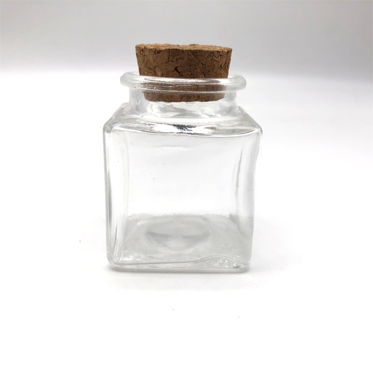 50ml Clear Square Jam Honey Container Glass Jar With Twist Off Lid