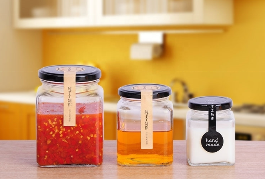 50ml Clear Square Jam Honey Container Glass Jar With Twist Off Lid