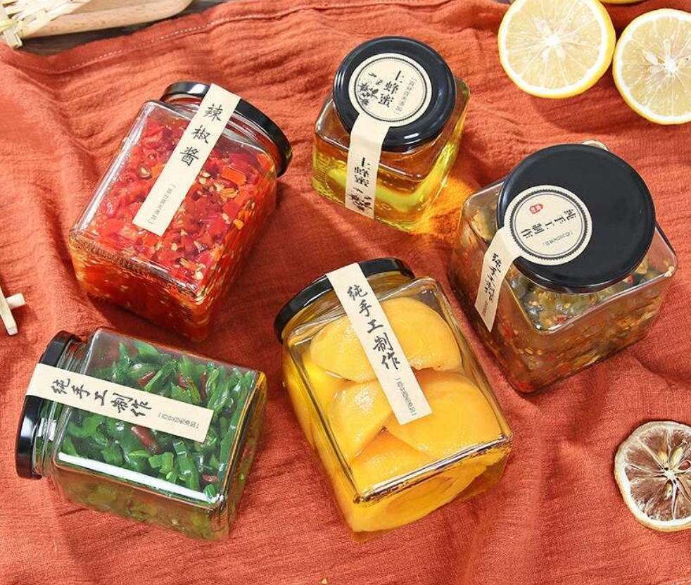 50ml Clear Square Jam Honey Container Glass Jar With Twist Off Lid