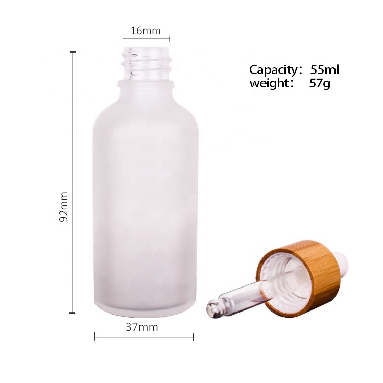 50ml Clear frosted glass essential oil bottles with dropper