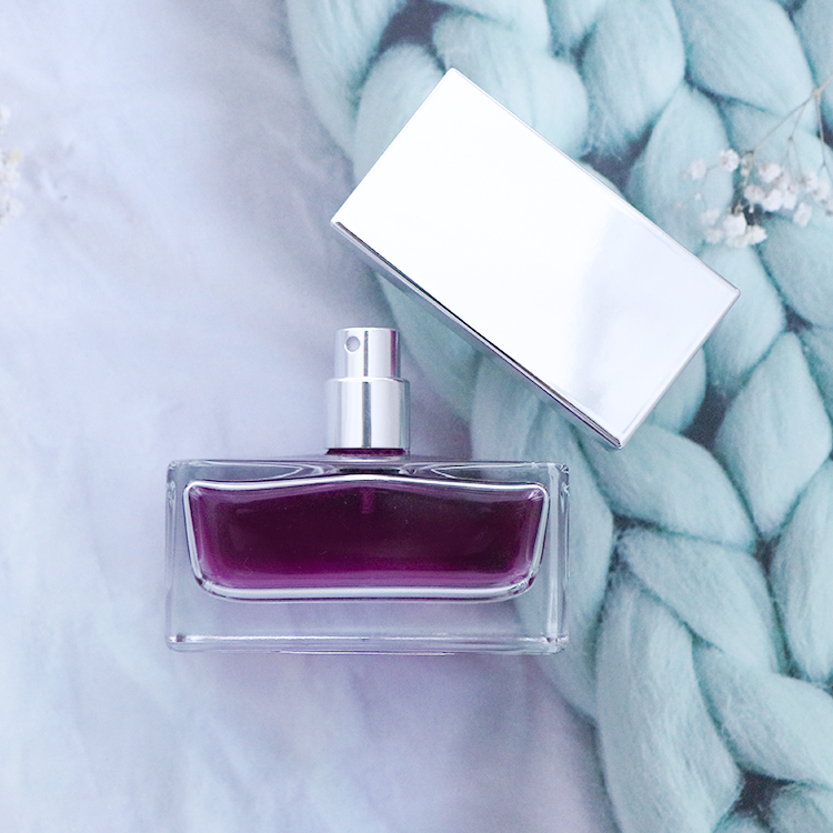 50ml Clear rectangle glass perfume bottle with sliver cap