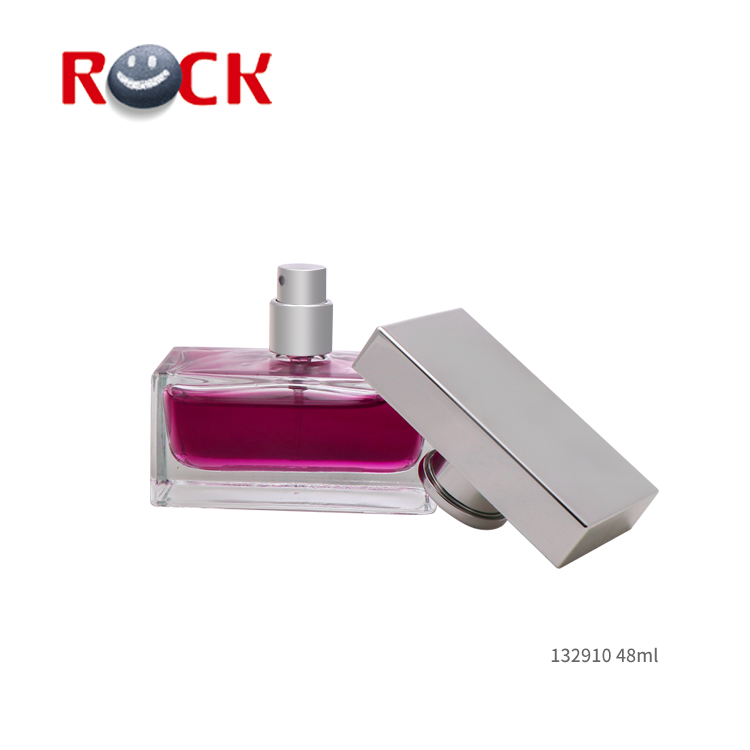 50ml Clear rectangle glass perfume bottle with sliver cap