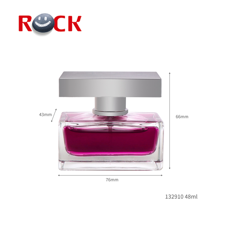50ml Clear rectangle glass perfume bottle with sliver cap