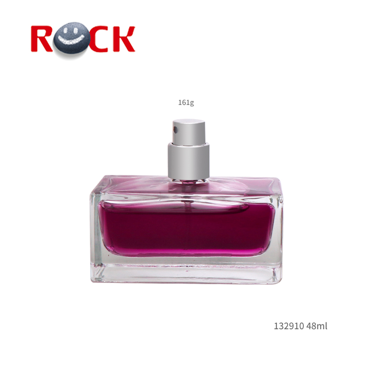 50ml Clear rectangle glass perfume bottle with sliver cap