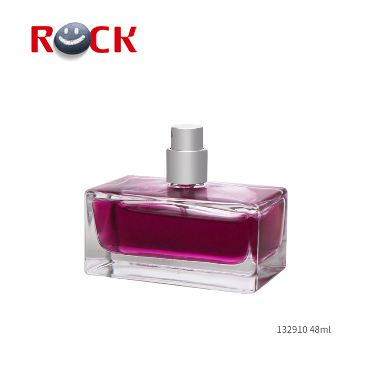 50ml Clear rectangle glass perfume bottle with sliver cap