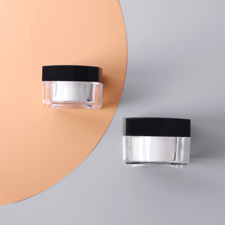 50ml Cosmetic Containers Square Acrylic Jar Plastic Cosmetic cream Jars 50g for Skin Care cosmetic jar