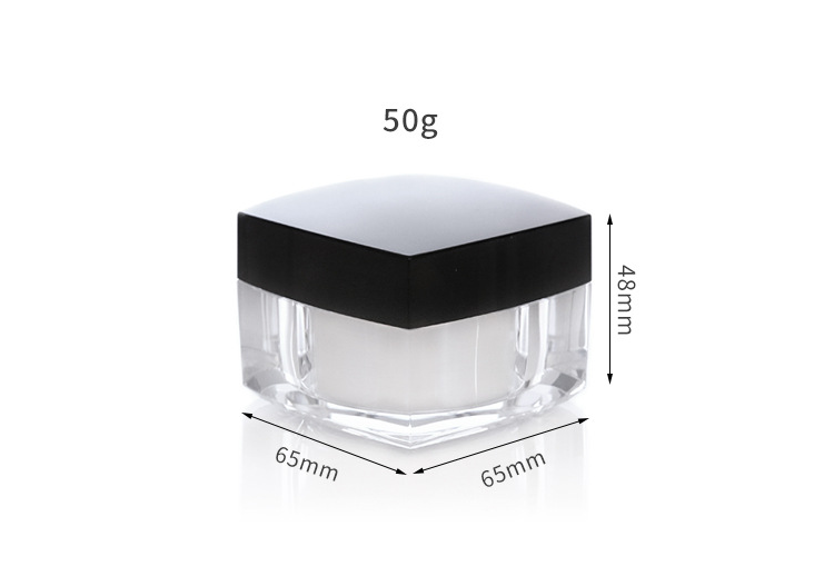 50ml Cosmetic Containers Square Acrylic Jar Plastic Cosmetic cream Jars 50g for Skin Care cosmetic jar