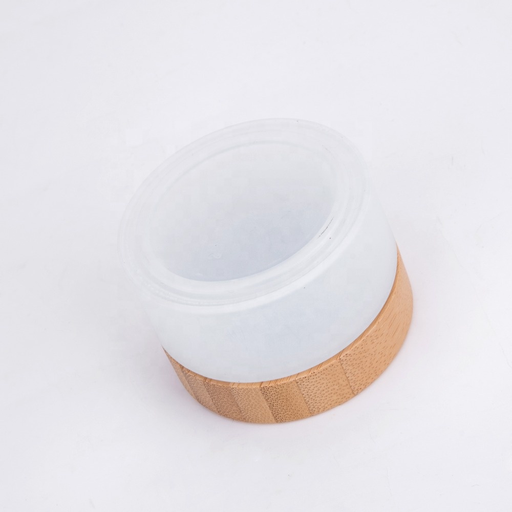 50ml Cosmetic Frosted Glass Jar With Bamboo Wood Cap China Bamboo Jars For Cream HIgh Quality Bamboo Cosmetic Jar