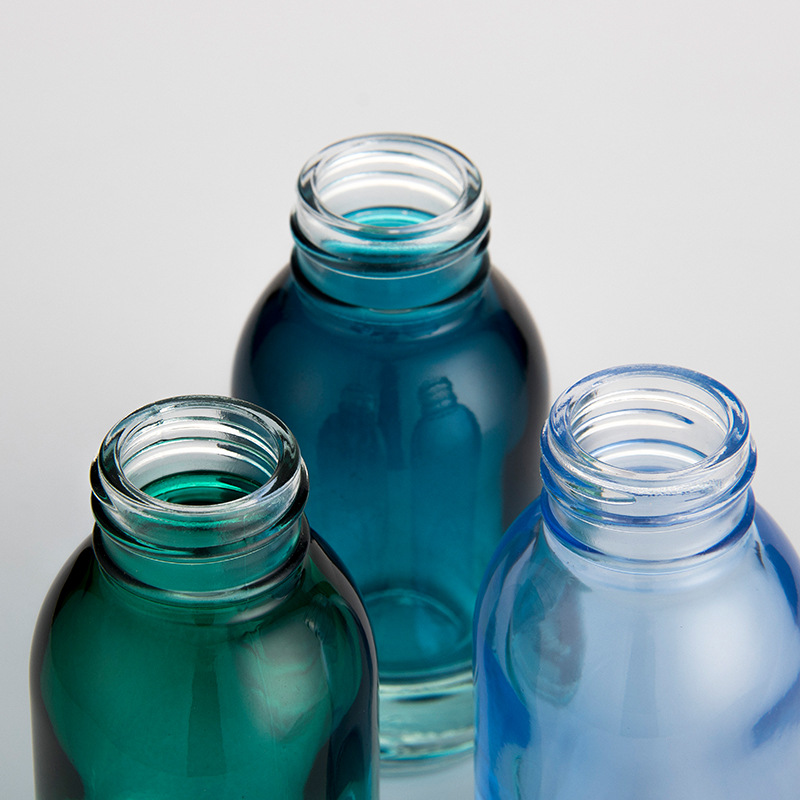 50ml Cosmetic bottle _ Cosmetic empty 50ml e liquid frosted blue gradient clear round glass dropper bottle