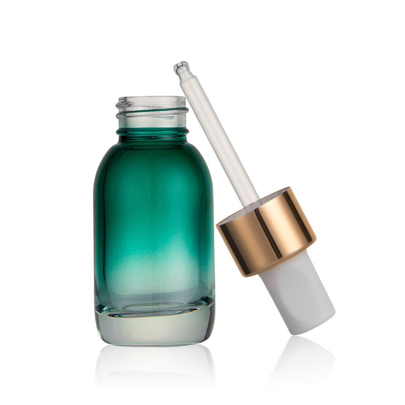 50ml Cosmetic bottle _ Cosmetic empty 50ml e liquid frosted blue gradient clear round glass dropper bottle