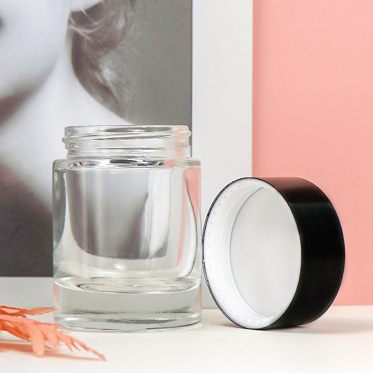 50ml Cosmetic skin care round shape clear cream glass jar