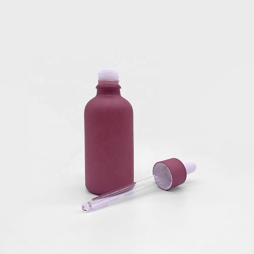 50ml Customized round opal glass sreum bottle with matte dropper for skin care