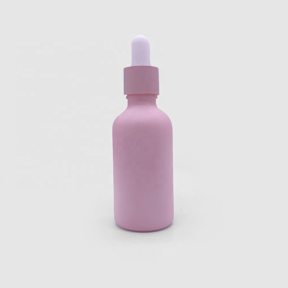 50ml Customized round opal glass sreum bottle with matte dropper for skin care