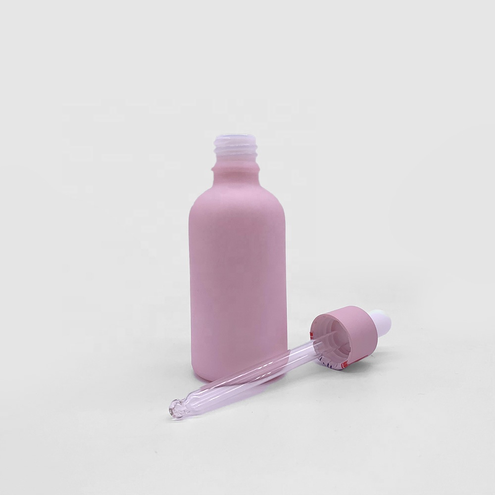 50ml Customized round opal glass sreum bottle with matte dropper for skin care