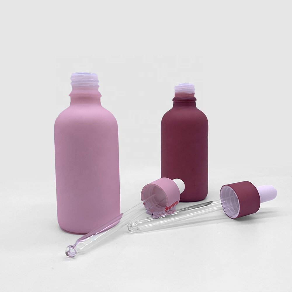 50ml Customized round opal glass sreum bottle with matte dropper for skin care