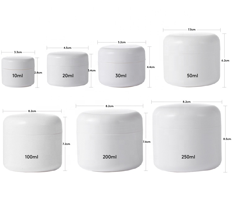 50ml Double Wall Thick PP White plastic jar,round plastic cream jar 50g cosmetic jar