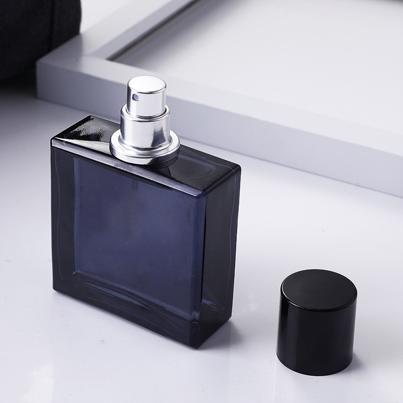 50ml Empty Squared Crystal Black / Blue Glass Spray Perfume Bottle with Box