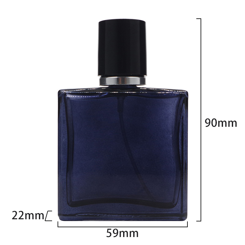 50ml Empty Squared Crystal Black / Blue Glass Spray Perfume Bottle with Box