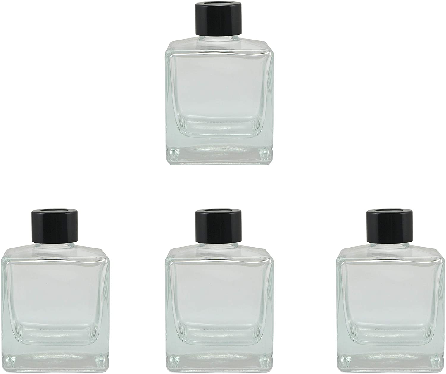 50ml Feel Fragrance Small Square Shape Glass Diffuser Bottles with 22mm/28mm Silver Caps and Inner Plastic Plug