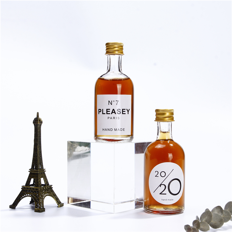 50ml Flint Glass Bottle With Aluminium Screw Cap Wine Container Sample Packaging
