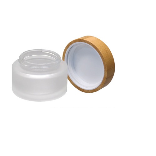 50ml Frosted Cosmetic Glass Jar With Bamboo Lid