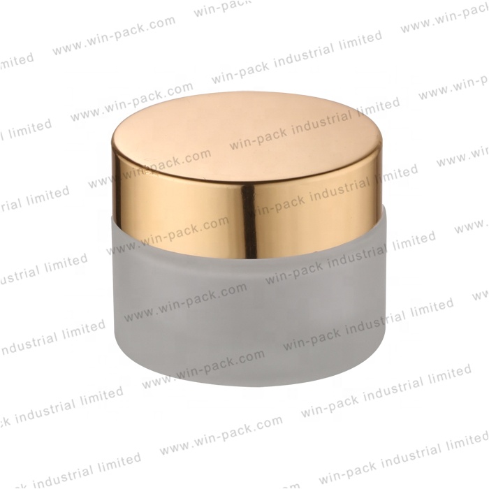 50ml Frosted cosmetic face cream glass jar with aluminum cap