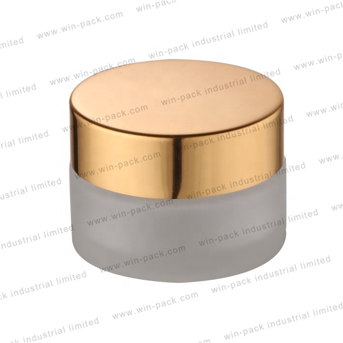 50ml Frosted cosmetic face cream glass jar with aluminum cap