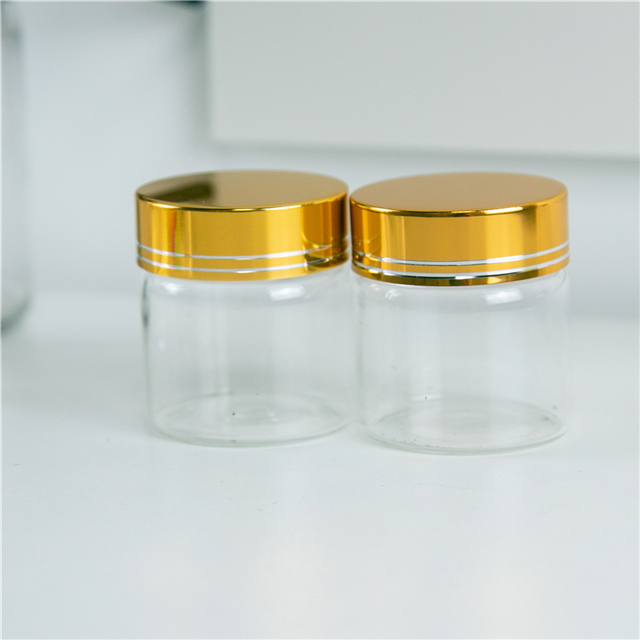 50ml Glass Bottle with Gold Screw Cover, Transparent Bottle can Hold Articles and Customized Logo, Mass Sale and Free of Freight