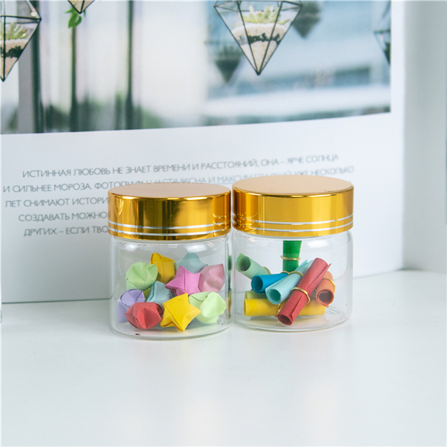 50ml Glass Bottle with Gold Screw Cover, Transparent Bottle can Hold Articles and Customized Logo, Mass Sale and Free of Freight