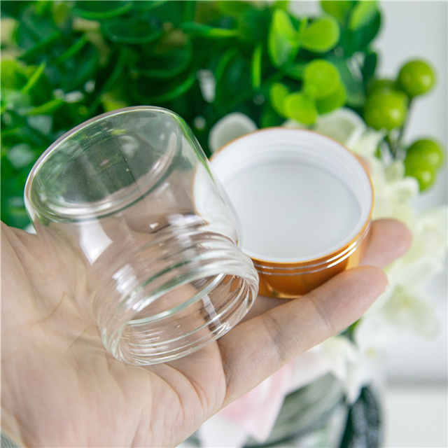 50ml Glass Bottle with Gold Screw Cover, Transparent Bottle can Hold Articles and Customized Logo, Mass Sale and Free of Freight