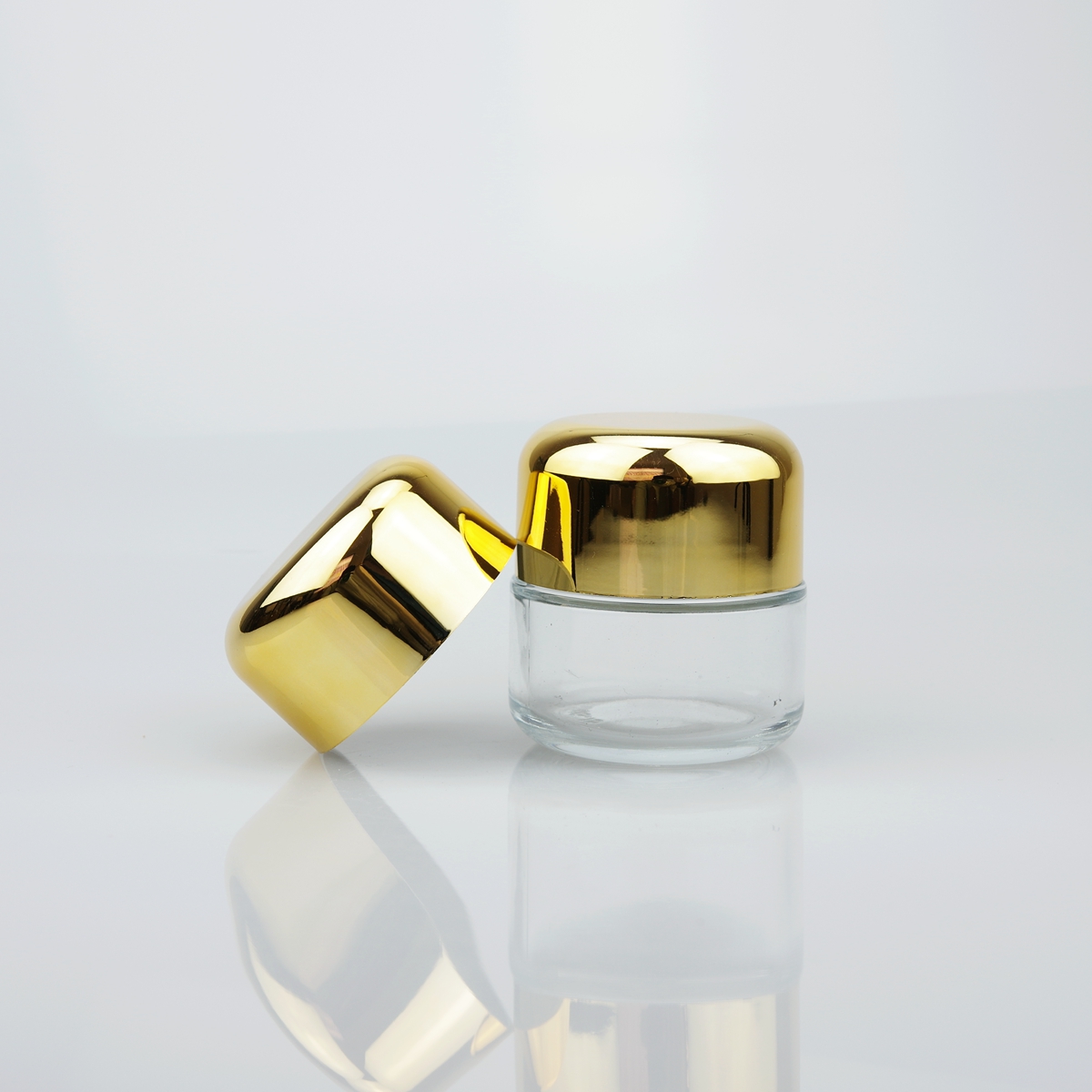 50ml Glass Cream Matte Clear Cosmetic Jars with silver and gold aluminum lid