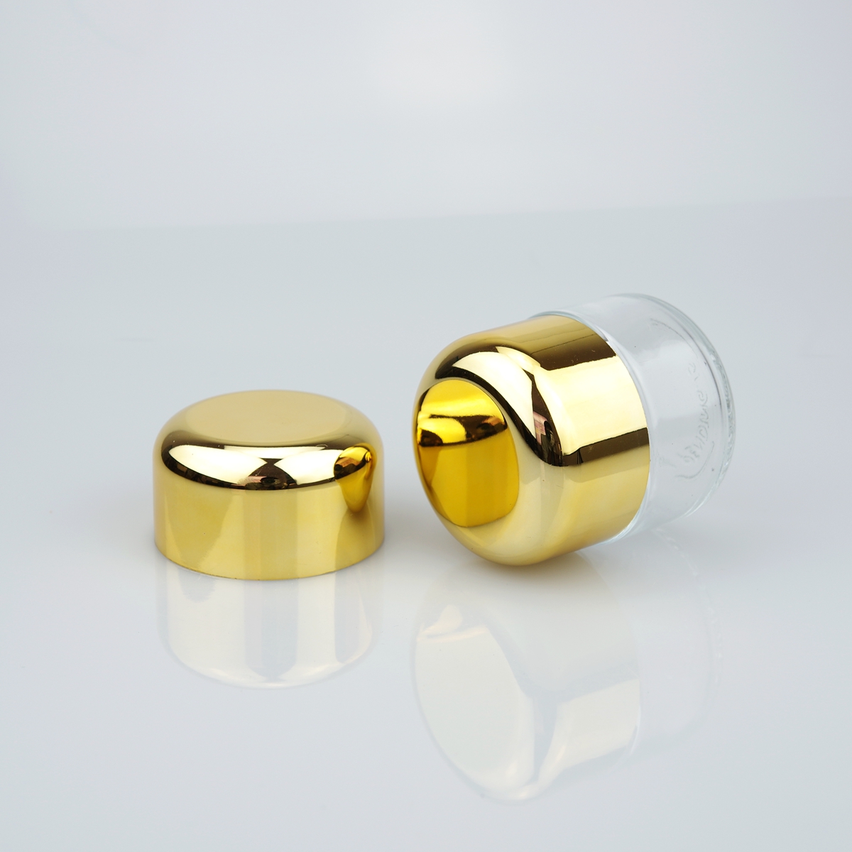 50ml Glass Cream Matte Clear Cosmetic Jars with silver and gold aluminum lid