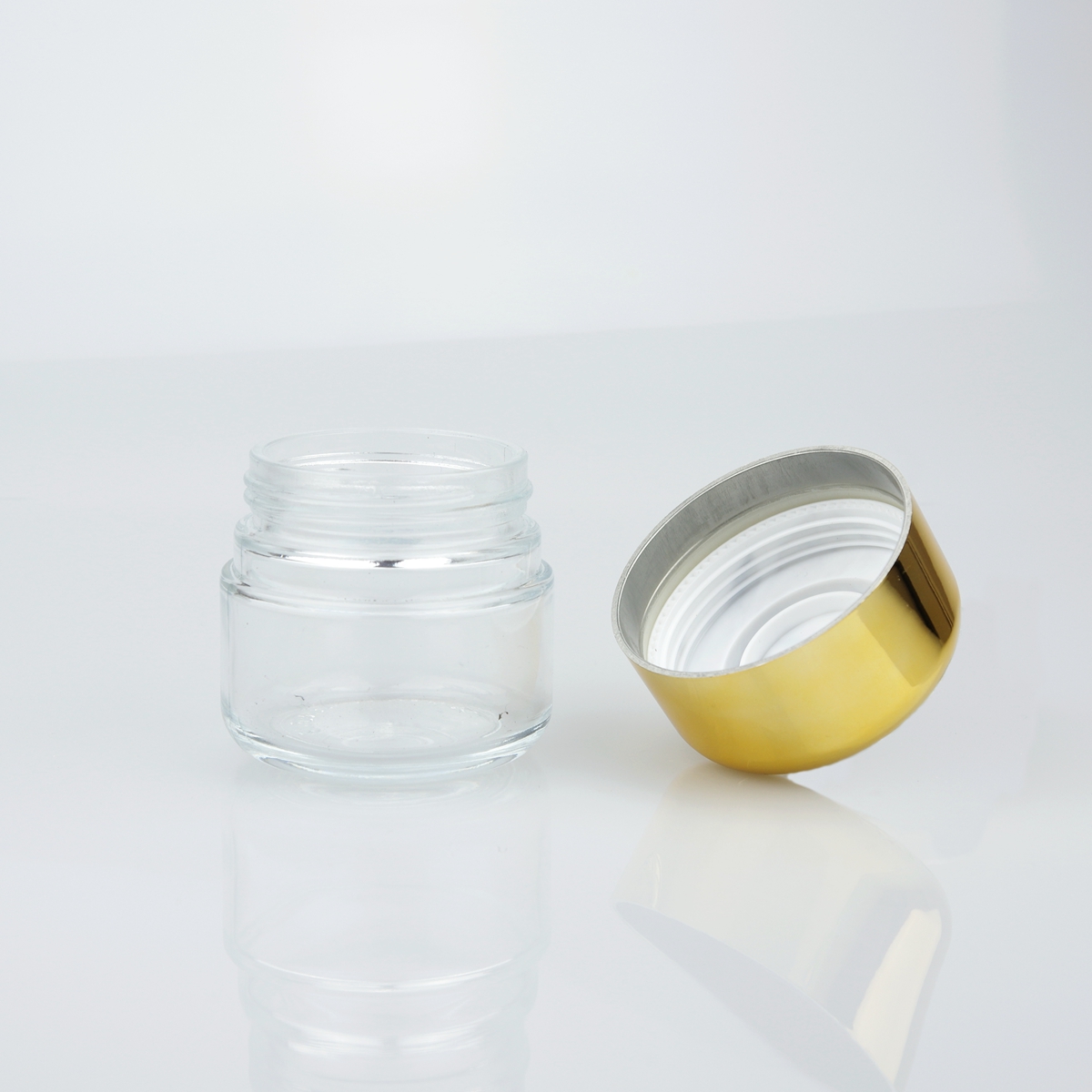 50ml Glass Cream Matte Clear Cosmetic Jars with silver and gold aluminum lid