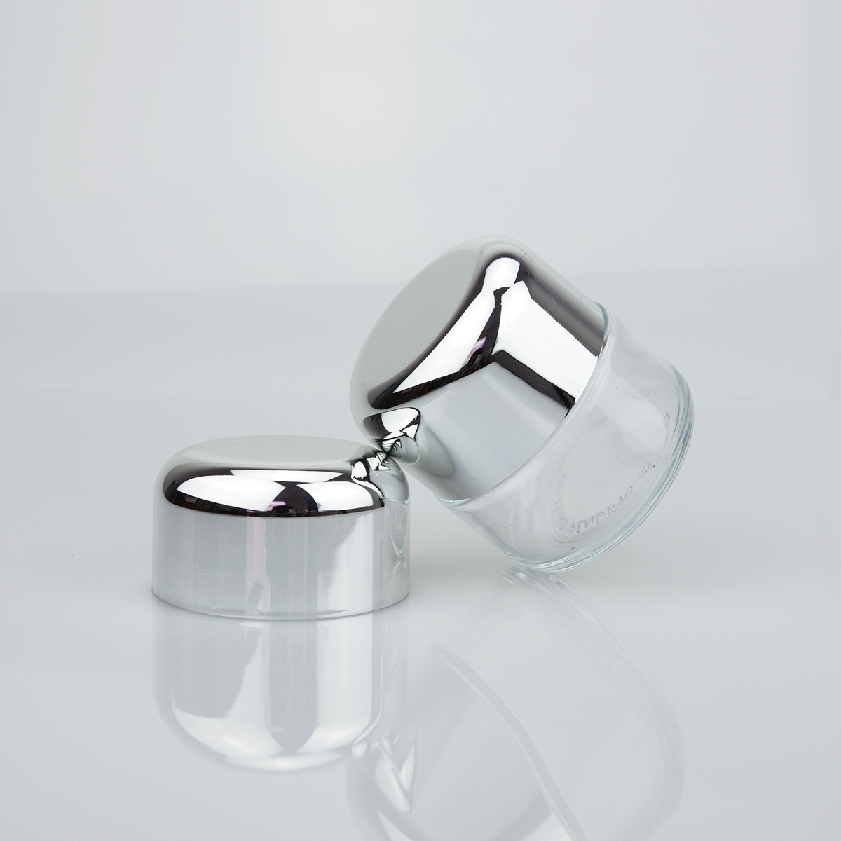 50ml Glass Cream Matte Clear Cosmetic Jars with silver and gold aluminum lid